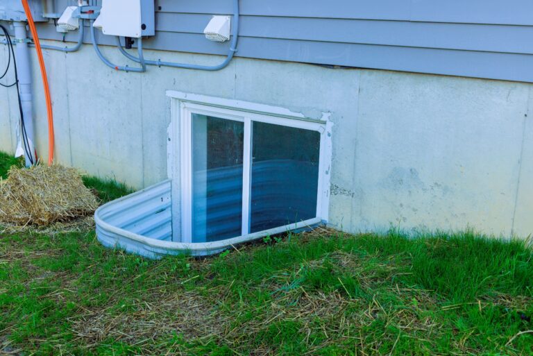 Window well at the side of a house